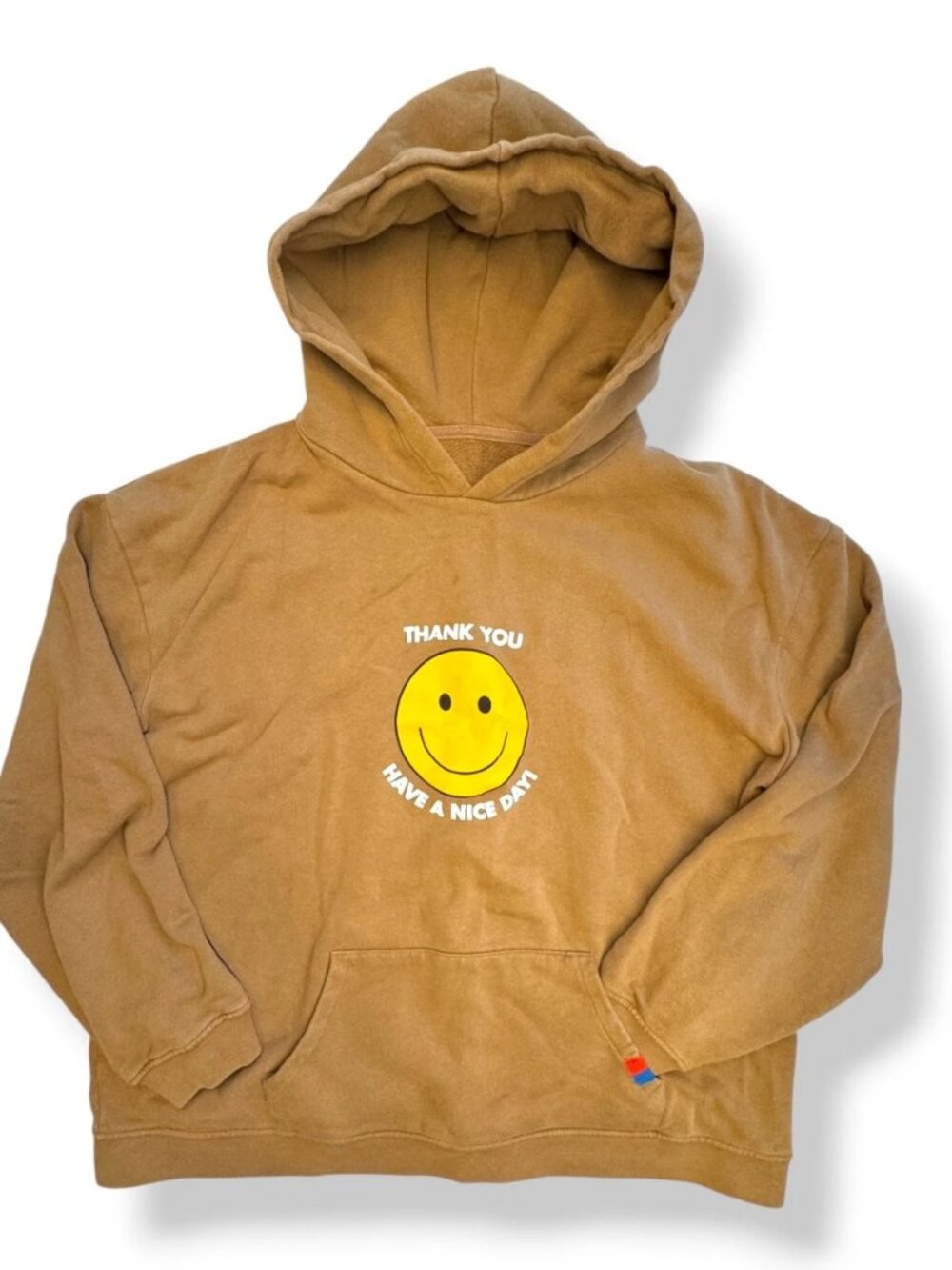 Kule Takeout Hoodie Smiley Thank You Have a Nice Day Brown L